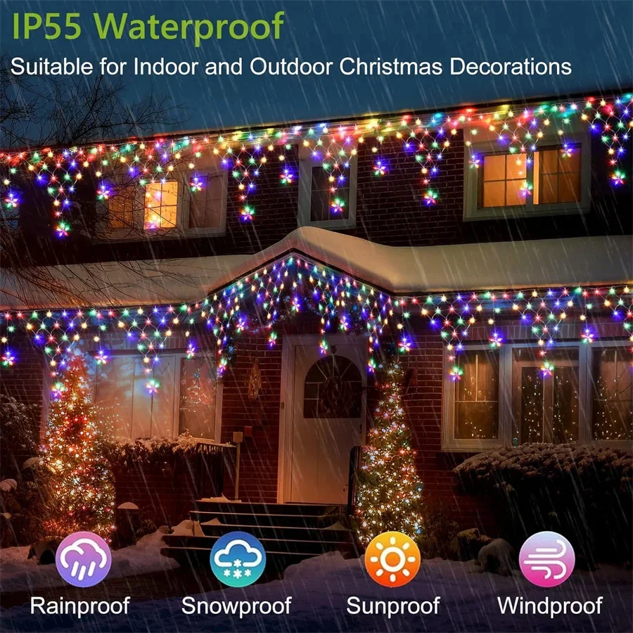 EU/US Plug LED Net Mesh Fairy Garden Lights Outdoor Waterproof Christmas Garland Curtains String Lights for Holiday Party Decor