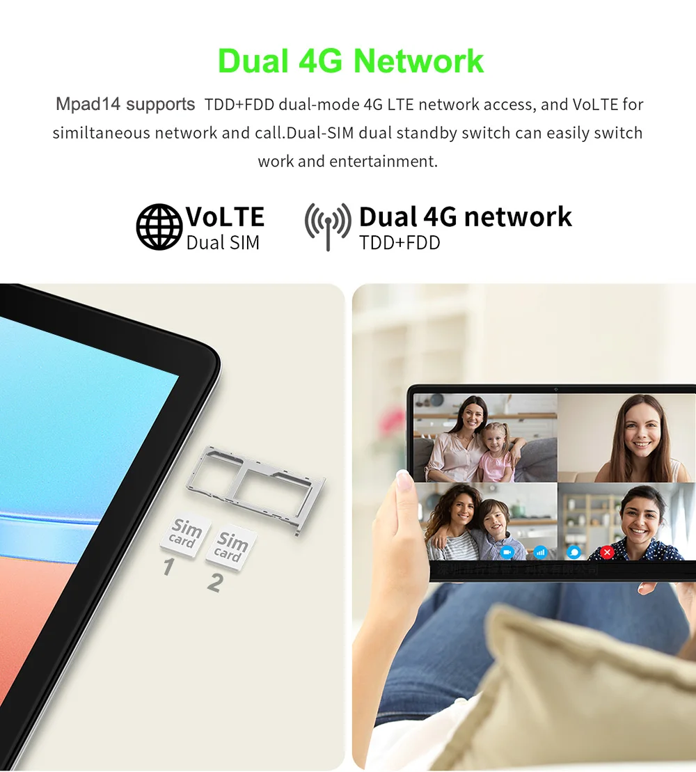 글로벌 버전 14.1 인치 1920x1080 IPS 대형 스크린 태블릿 PC, 4G LET 5 + 13MP 12 + 256GB 5G 와이파이, 2 in 1 태블릿, 14 인치 안드로이드 12