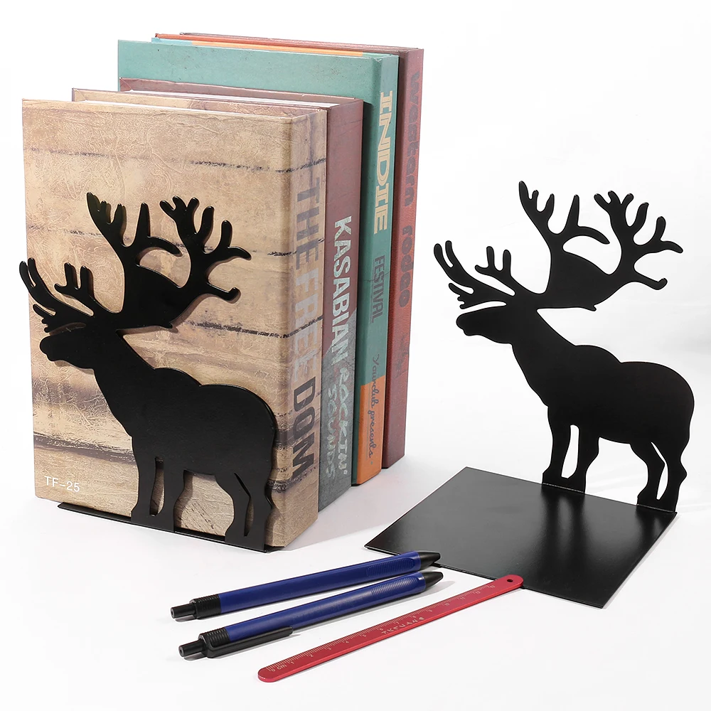 

Deer Book Ends for Shelves Duty Bookend for Heavy Books Iron Bookends Organizer Book Home Bookend Book rack Iron