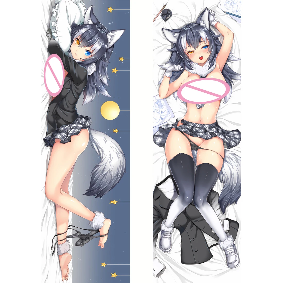 

Anime けものフレンズ タイリクオオカミ Sexy Dakimakura Pillowcase Cosplay Hugging Body Pillow Cover Case Double-sided Print Otaku Gife