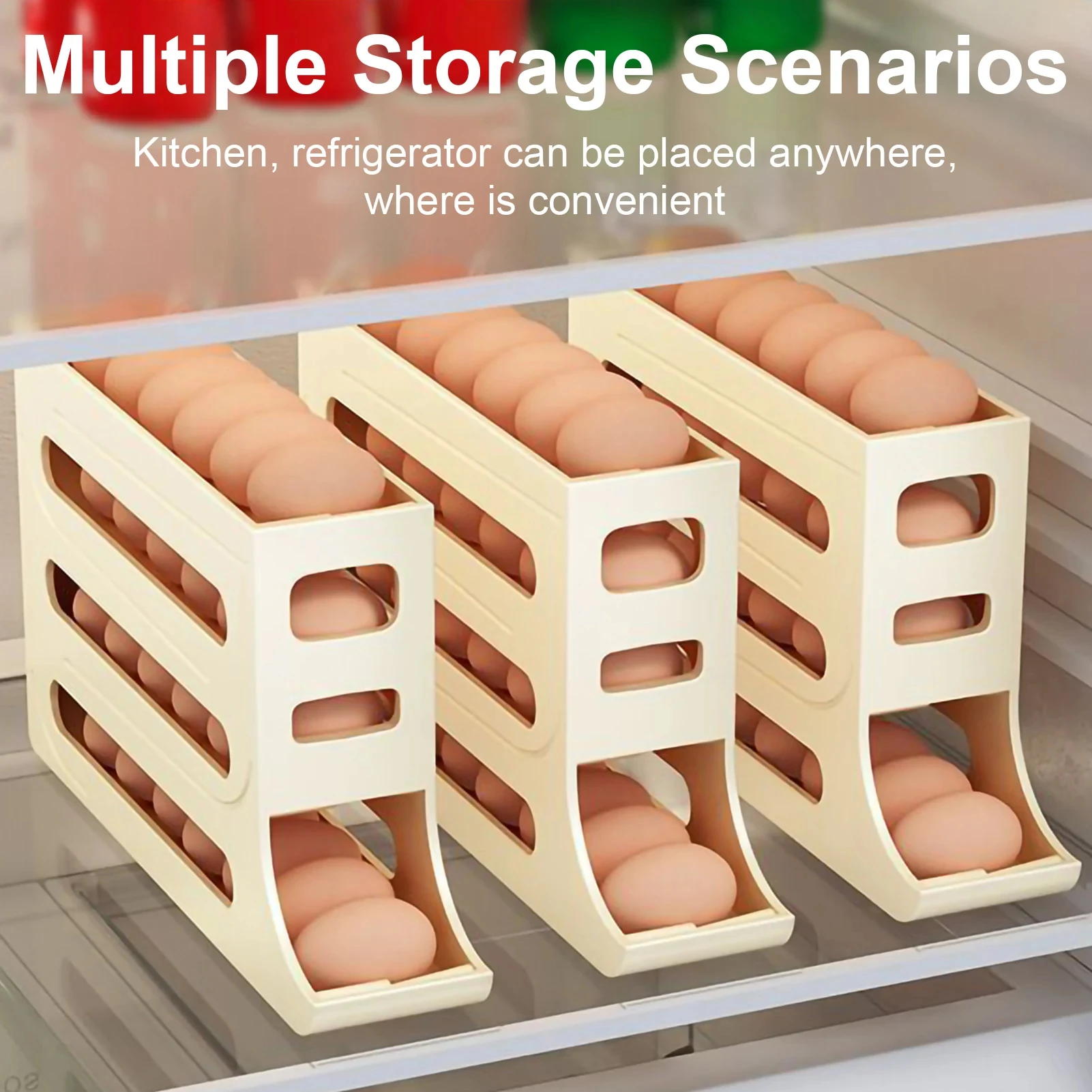 

Refrigerator Egg Storage Box Automatic Scrolling Egg Holder Household Large Capacity Egg Carton Egg Rolling Egg Storage Rack