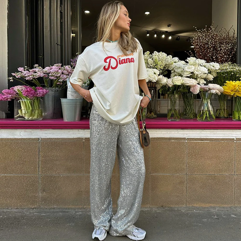 Sequin Pants Outfit White Glitter Trousers Set Of Beverly Sequined