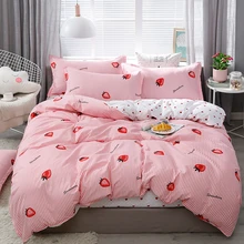 Evich – parure de lit rose clair avec motif fraise, 3 pièces, housse de couette haut de gamme, Textile de maison, pour filles et enfants, tailles multiples