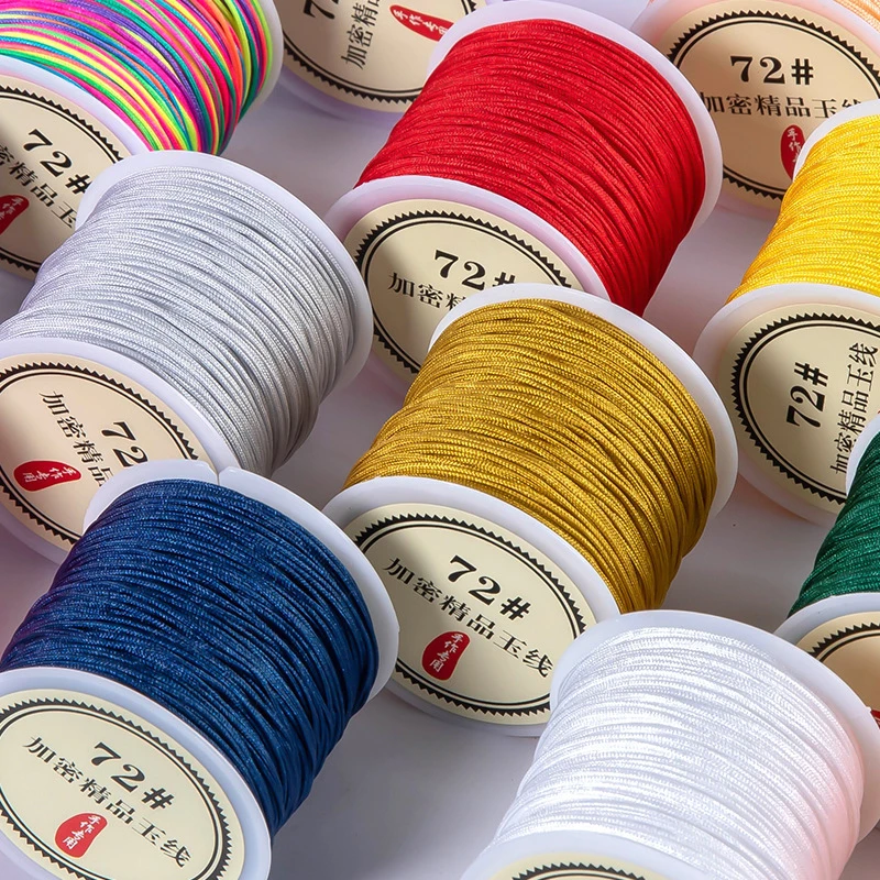 Nylon Cord Macrame Cord Nylon Rope 50Mx0.8mm Crafts Nylon Cord No. 72 Jade Wire Braided Rope For Bead Woven Bracelet Chinese Knot Jewelry Making