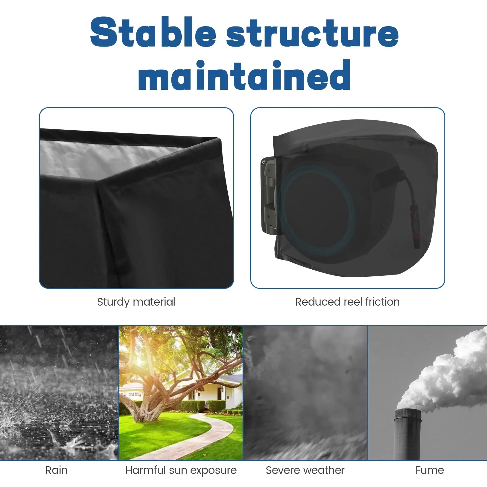 210D Oxford Cloth Garden Wall-mounted Hose Reel Cover For Garden Hose And Reel Household Waterproof Dust Cover 60x45x60cm