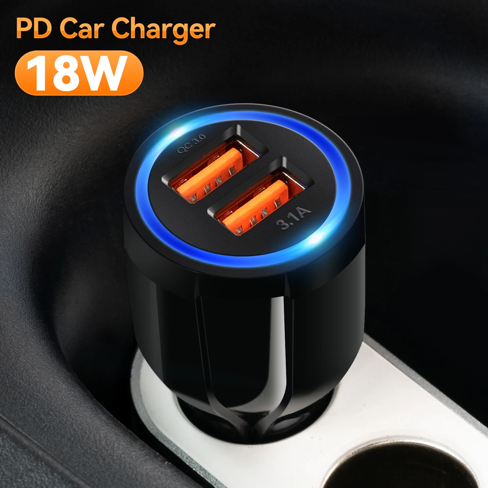 

Dual USB Car Socket Phone Fast Charger Cigarette Lighter Socket Power Adapter Plug Outlet 3.1A for iPhone Samsung Huawei Xiaomi