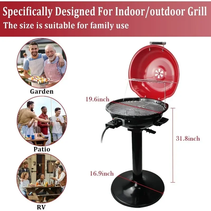 Electric BBQ Grill Techwood 15-Serving Indoor/Outdoor Electric Grill for Indoor & Outdoor Use, Double Layer Design 5