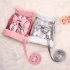 Winter Dog Harness Leash Set Warm Puppy Cat Harnesses With Fur Collar Bling Sequines Pet Vests For Dogs Cats Bowknot Accessories 3