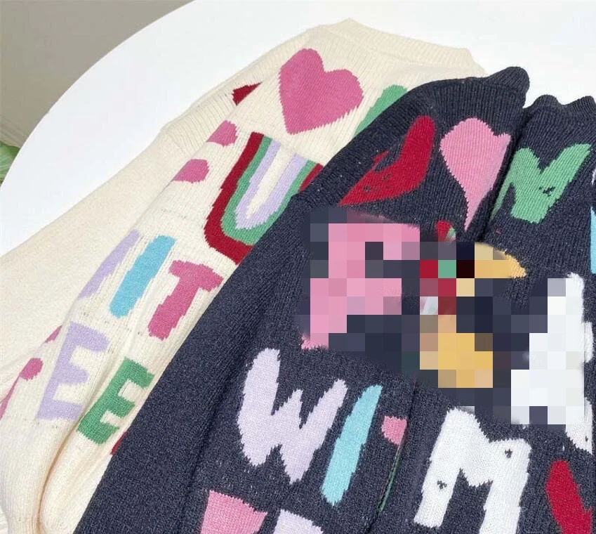 New 2022 Ladies Fashionable Sweater One Size Fits All Women Trendy Long Sleeve Pullover Knit Tops Sweater with Colorful Letters