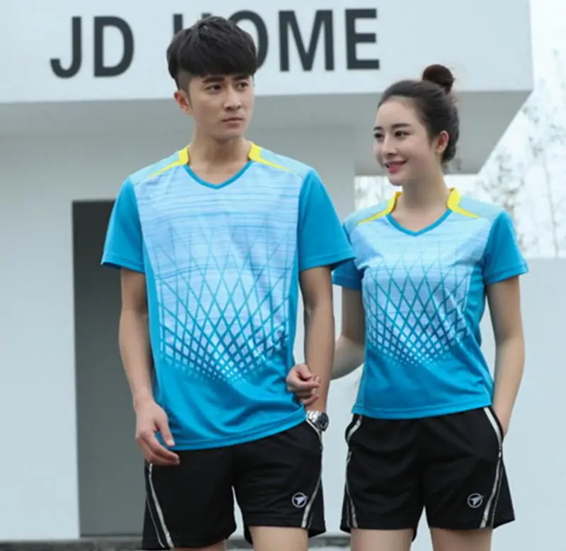New women/men Badminton men sport t-shirts sets,Men Tennis Shorts polyester Breathable table tennis Sport jersey +shorts sets