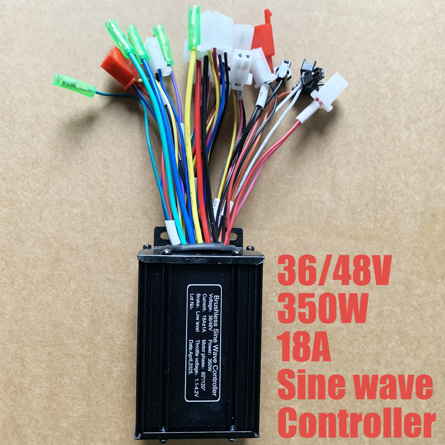 36/48V 350W 18A Electric Bike Controller Sine Wave Controller Silent Three Modes Controller for Electric Bike Electric Scooter