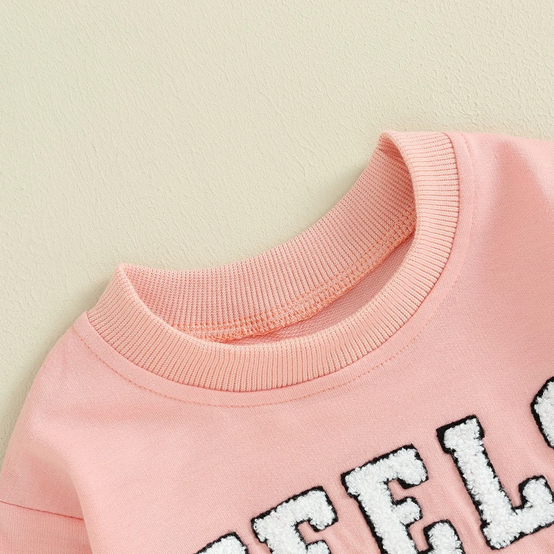 

Toddler Baby Girl Winter Sweatshirts Clothes Pink Long Sleeve Letter Embroidery Pullovers Cute Kids Tops Outfits