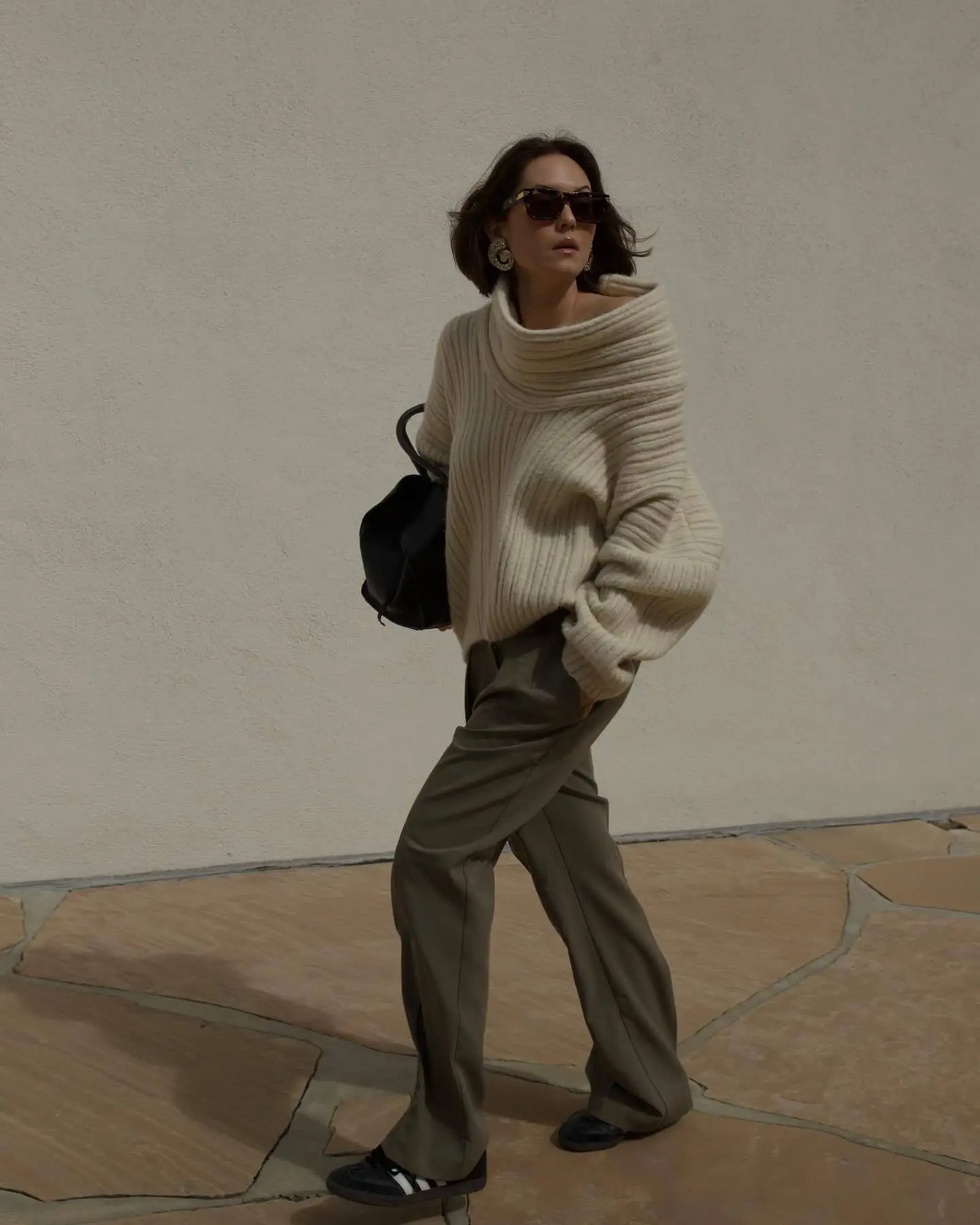 Knit Sweater Pullover For Women Loose Off-Shoulder Ribbed Long Sleeve Fashion Streetwear Knitwear Casual Autumn Sweater