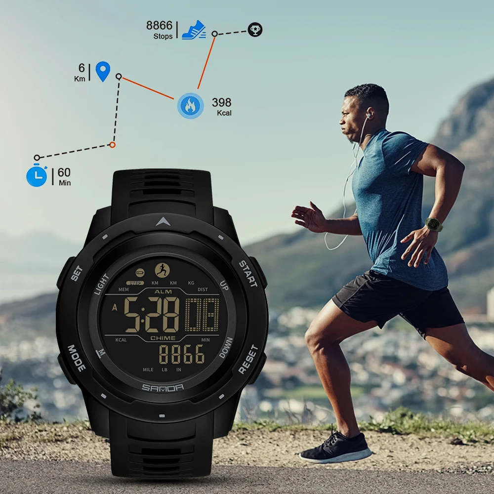 Marca SANDA relojes para hombre pod metro deportivo calor as 50M reloj Digital LED resistente al agua reloj de pulsera militar reloj Masculino 2145