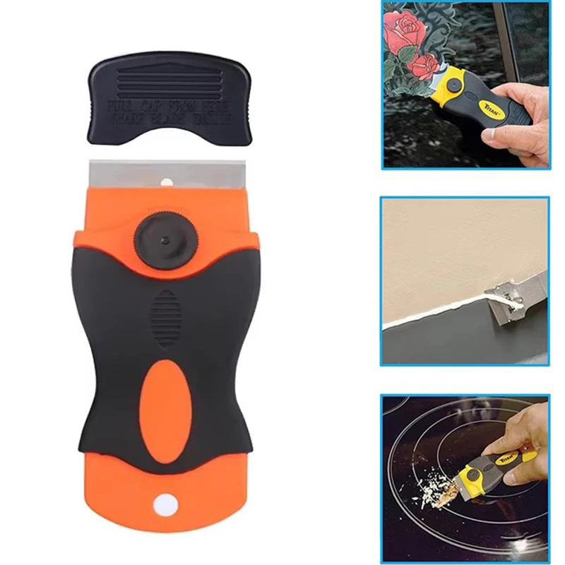 Glue Removal Blade Glass Oven Razor Scraper Plastic Handle Razor Scraper Spatula Car Film Tool Window Cleaning Blade Scraper