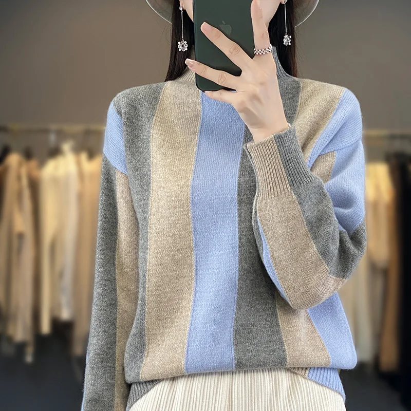 

Осенне-зимний женский свитер из 100% шерсти с полувысоким воротом элегантный кашемировый вязаный короткий Стильный пуловер с длинным рукавом Лидер продаж