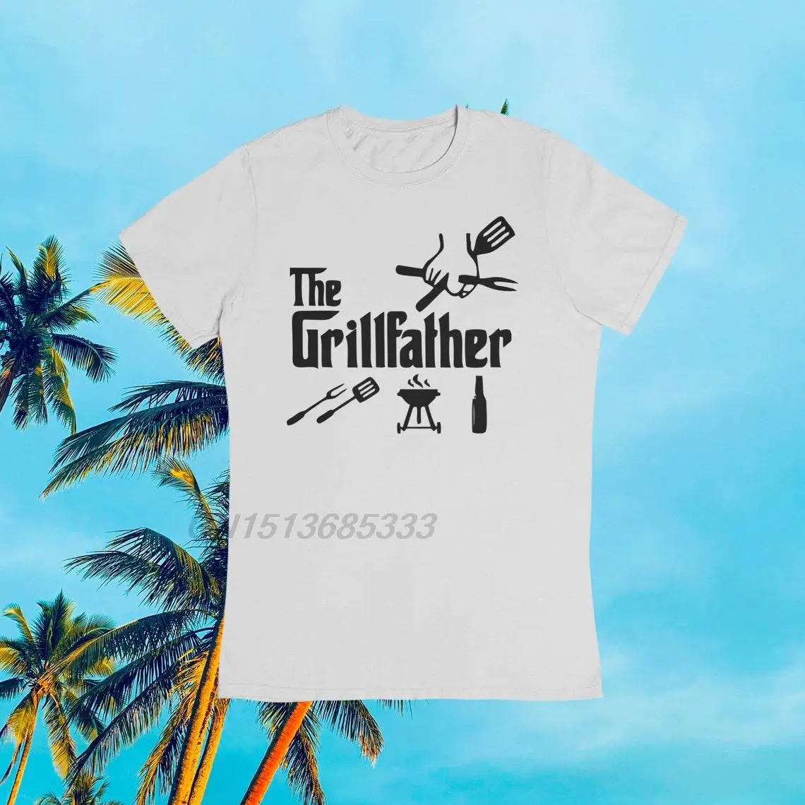 

The Grillfather Men Funny Printed T Shirts Spatula Fork Graphic Unisex Retro Cotton T-shirts Male Oversized Sweatshirts Adult