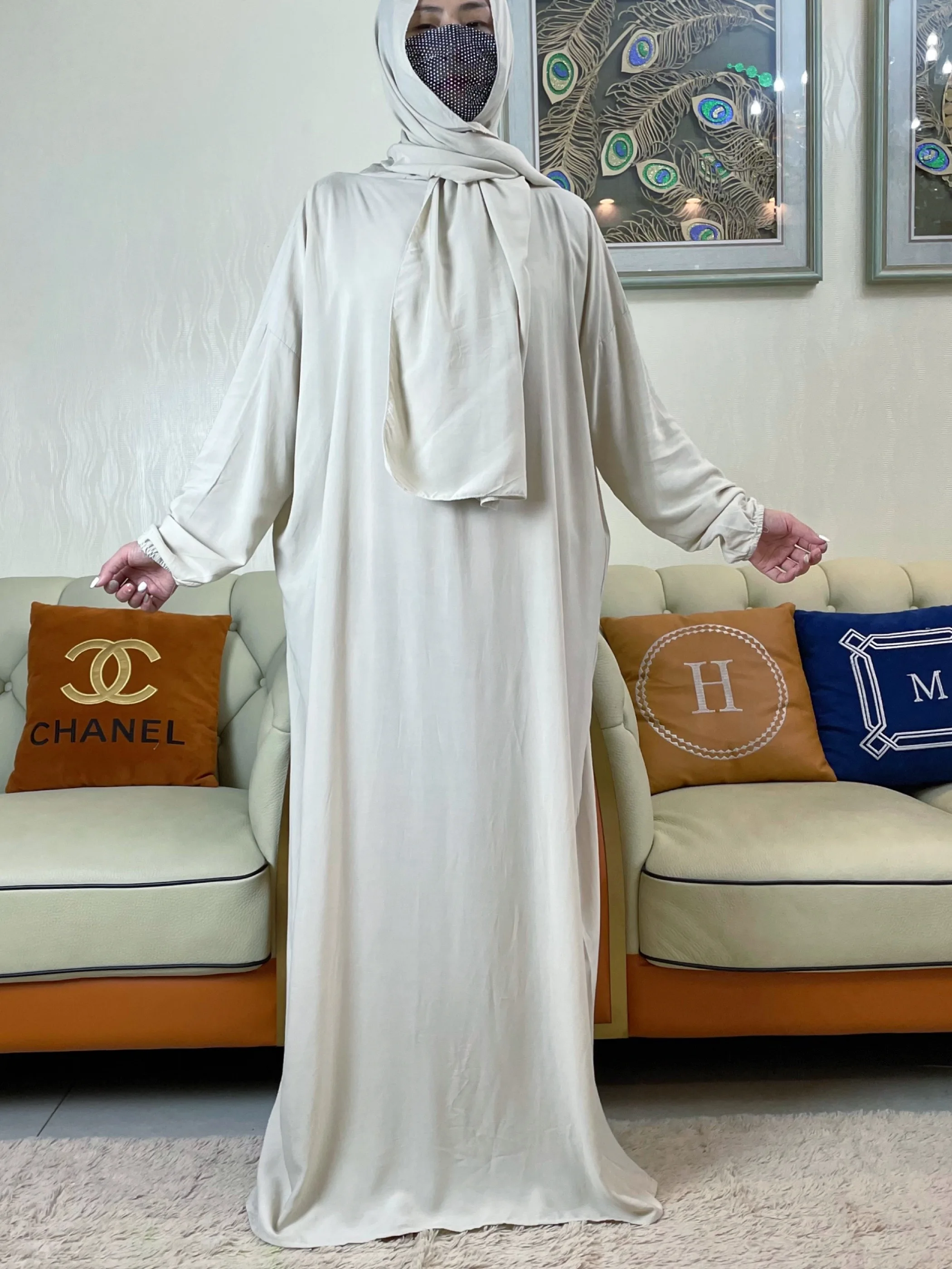 2023 New Muslim Women Hooded Abaya Turkey-African Cotton Prayer Garment Kaftan With Hijab  Dubai Saudi Robe In Ramadan
