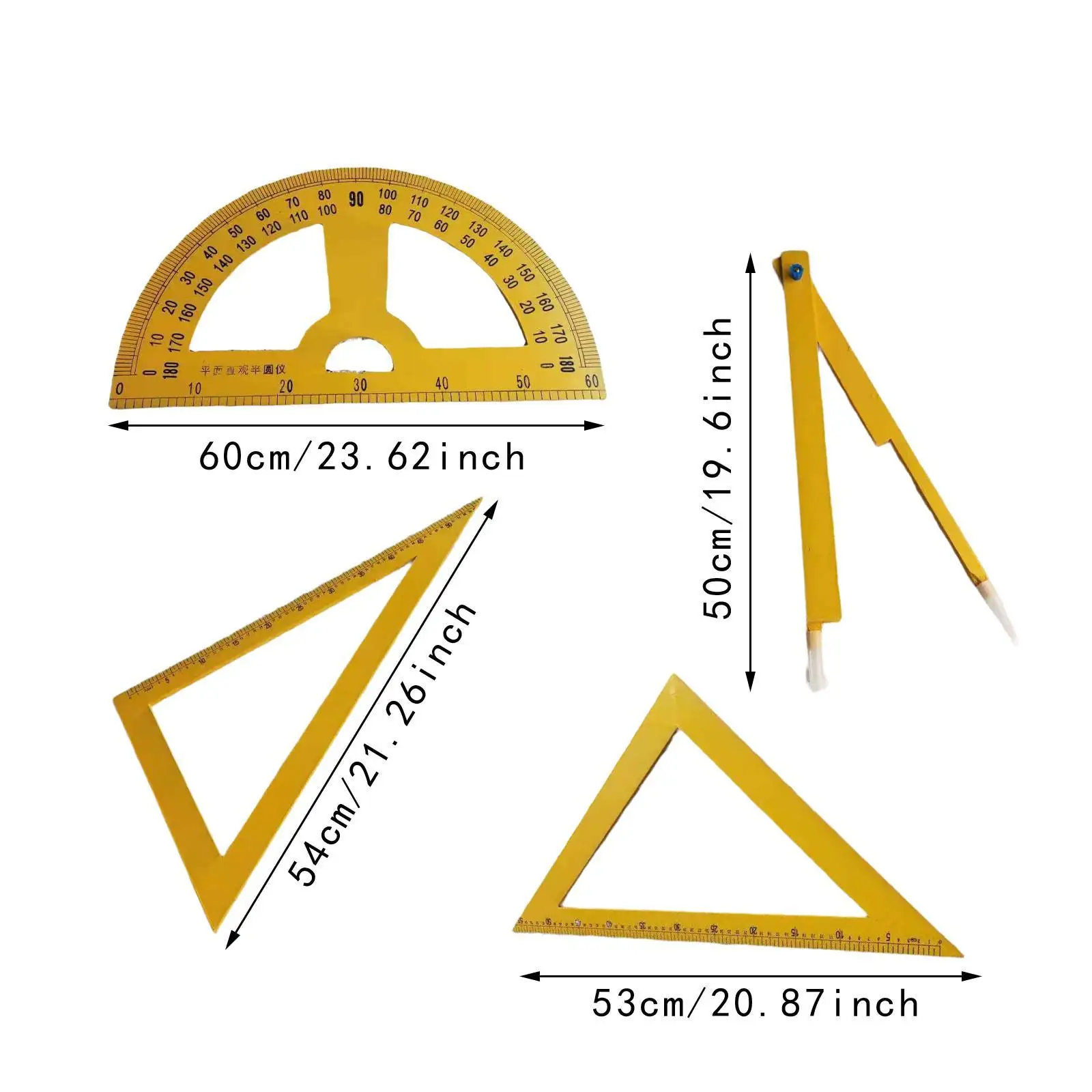 4 Pieces Whiteboard Geometry Tool Set,Multifunction Teaching Ruler,Drawing Math Geometry Tool