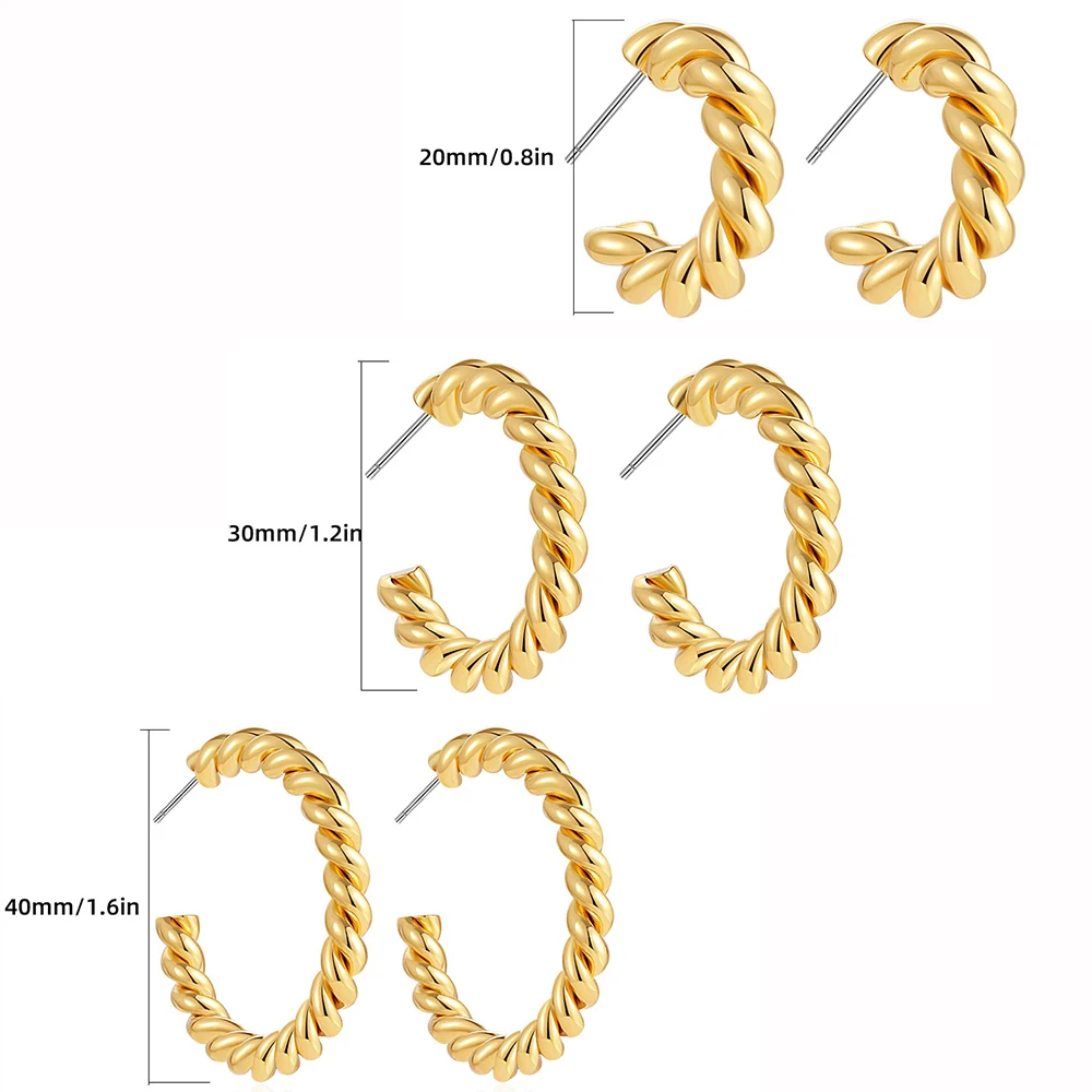 Stainless Steel Opening CC Shape Big Circle Round Huggie Hoop Earrings Gold Color Women Punk Ear Jewelry Summer New Trend 2025