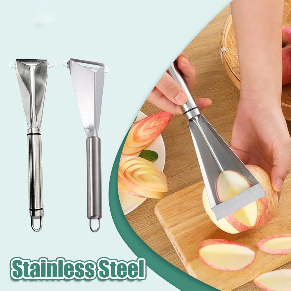 Stainless Steel Fruit Knife fruit slicer vegetable slicer fruit knife vegetable cutter potato slicer apple slicer apple cutter food slicer kitchen knife Triangle Vegetable Fruit Slicer Push Planer Knife Carrots Peeler Non-slip Carving Blade Tool