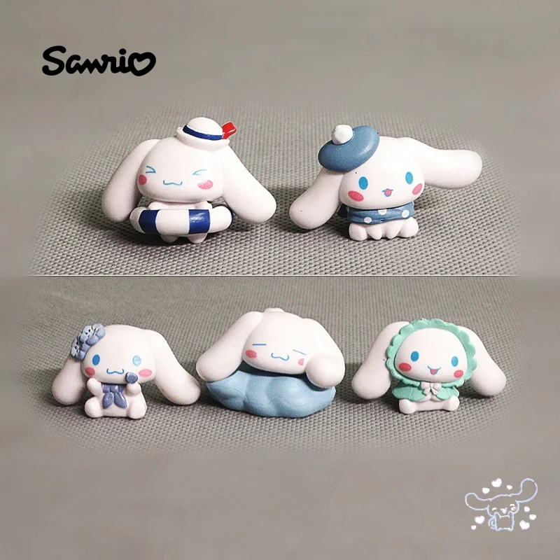 

5pcs Sanrio Cinnamoroll doll Action Anime Figures Cinnamoroll Cartoon Kawaii Tabletop Decoration Room Ornament toys Kids Gifts