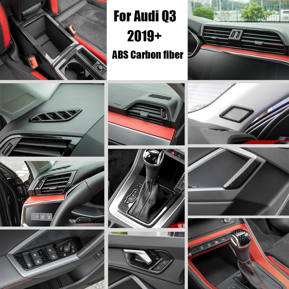 

For Audi Q3 2019-2022 ABS Car middle Small air outlet inner door Bowl glass Lift gear shift Armrest Box Cover Trim Accessories