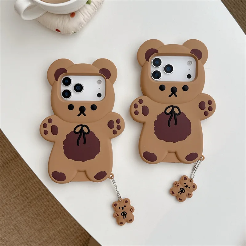 3D Cartoon Bear Silicone iPhone Case – Shockproof Cover — detail image 1