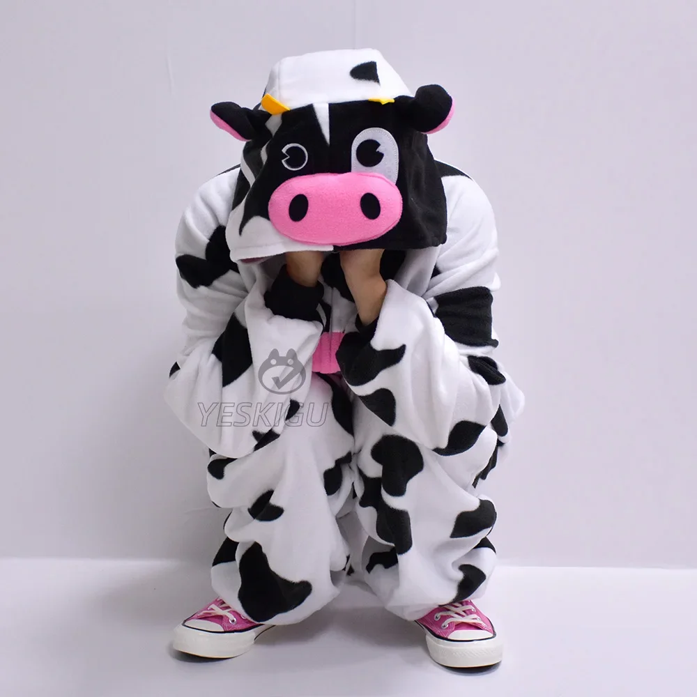 Vache Kigurumi Anime Animal Costumes Onesie Pyjama Halloween Festival Outfit Cartoon Jumpsuit Unisex Adult Women Men