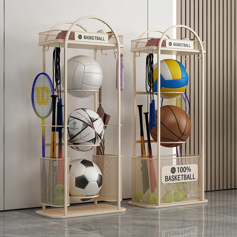 Home Indoor Sports Ball Rack Badminton and Basketball Organizer ...