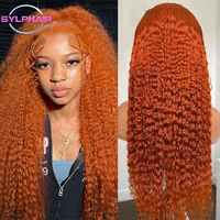Perruque avant en dentelle gingembre Orange perruques de cheveux humains bouclés 30 38 pouces perruque frontale vague profonde 13x4 13x6 HD perruque de cheveux humains avant en dentelle 1