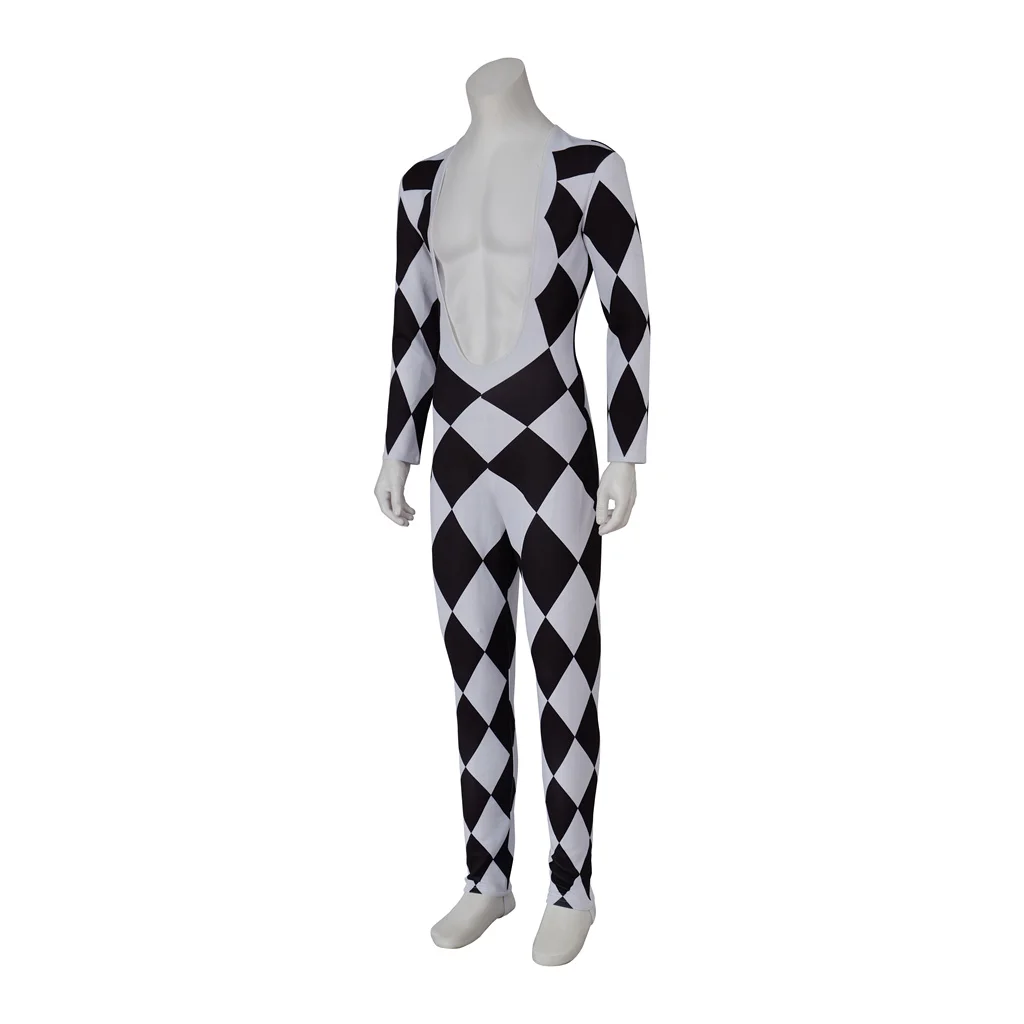Cosplay Costume Freddie Mercury Cosplay Costume Black And White Jumpsuit Lead Vocals Singer Jumpsuit Stage Performance Bodysuit Costume