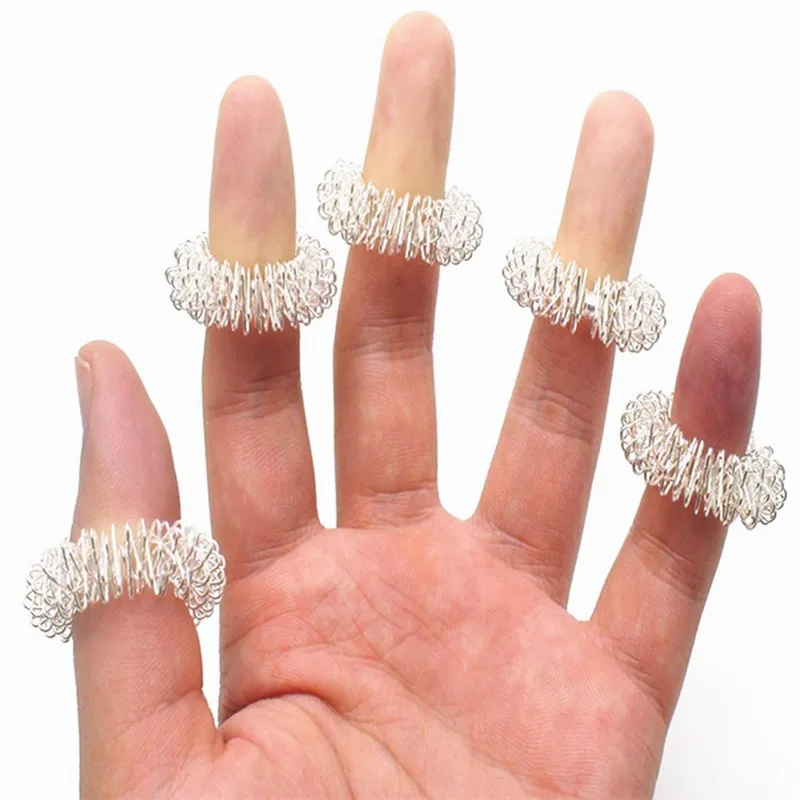 10pcs Finger Ring Toy Stress Relief Sensory Spring Fingers Autism Anti Stress ADHD Toy Kids Finger Acupressure Massage Ring fidget toy sensory fidget toy anti stress toy finger sensory toy