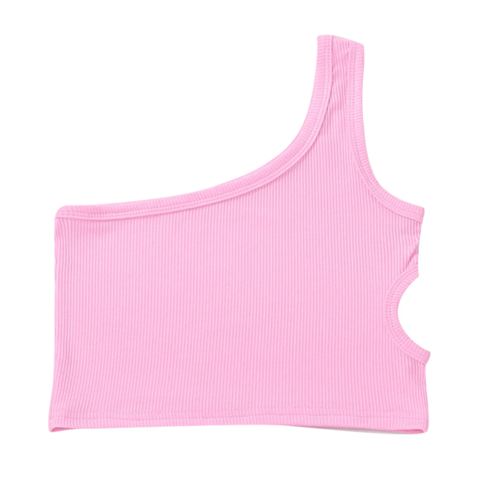 Kids Girl Solid Color Vest Toddler Kids Girls Dance Tank Tops One Shoulder Racerback Crop Tank Top Soft Sleeveless Dance Tops