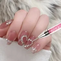 1Pc Art White Dual-head Wax Pen with Diamante Embellishment and Rhinestone Picker, Crystal Rhinestone Applicator Manicure Tool 2