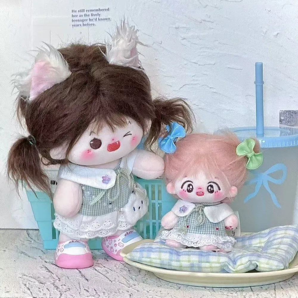 1 set Princess Dress 10/20cm Cotton Doll Clothes Plaid Skirt Fashion 20cm Cotton Doll's Clothes Outfit Cute 10cm Doll Clothes