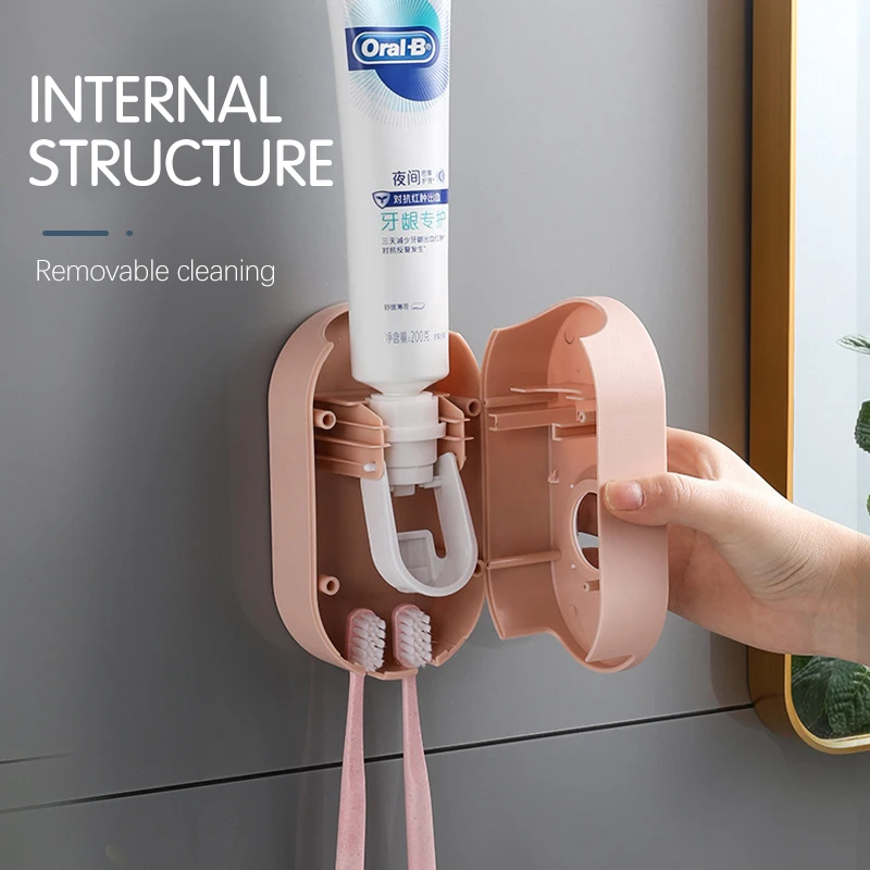 Distributeur De Dentifrice Mural Gris – Pompe Aspiration Pour Salle De Bain