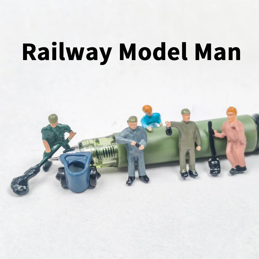 10개/세트 HO 1/87 스케일 미니어처 철도 작업자 모델 피규어 DIY 모델 제작용 장면 액세서리 랜덤 스타일
