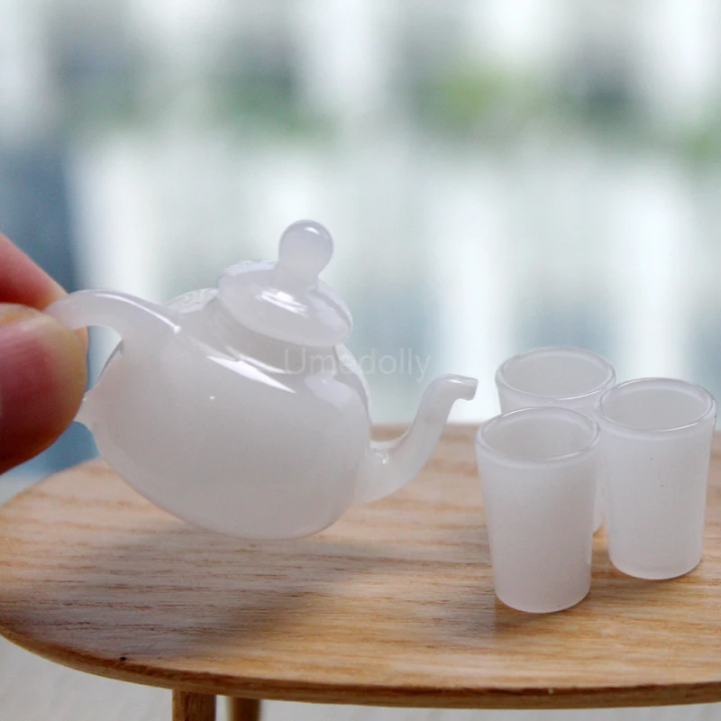1/6 Scale Glass Mini Teapot Cup for Doll Pretend Play Miniature Dollhouse Kithcen Toy Accessories
