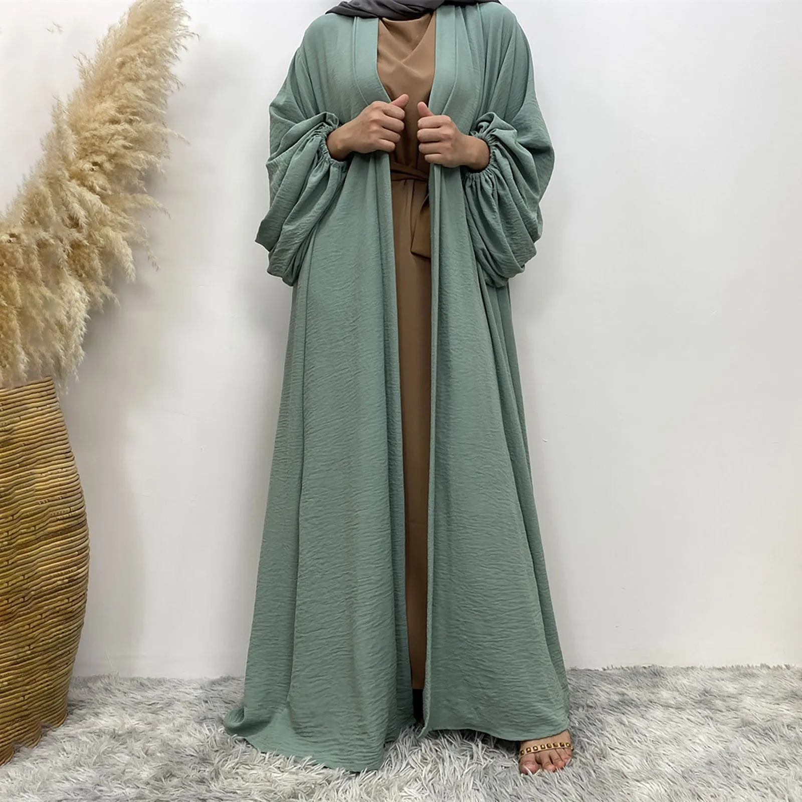 Women's Abaya Kimono Turkey Dubai Muslim Cardigan Abayas Ramadan Eid Kaftans Open Front Women Prayer Robe Islamic Clothes