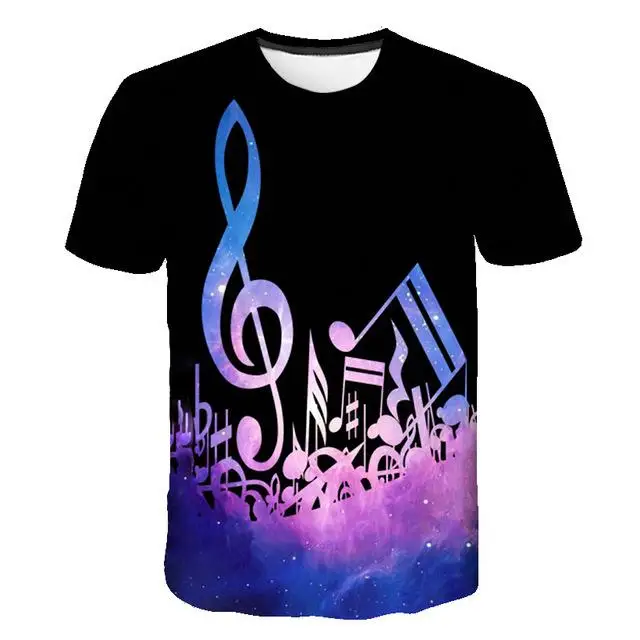 blue t shirt 2022 Music Notes Funny Printed T Shirt Men/Women Summer Music Short Sleeve T-shirts Man Casual Tops T Shirt white graphic tees T-Shirts