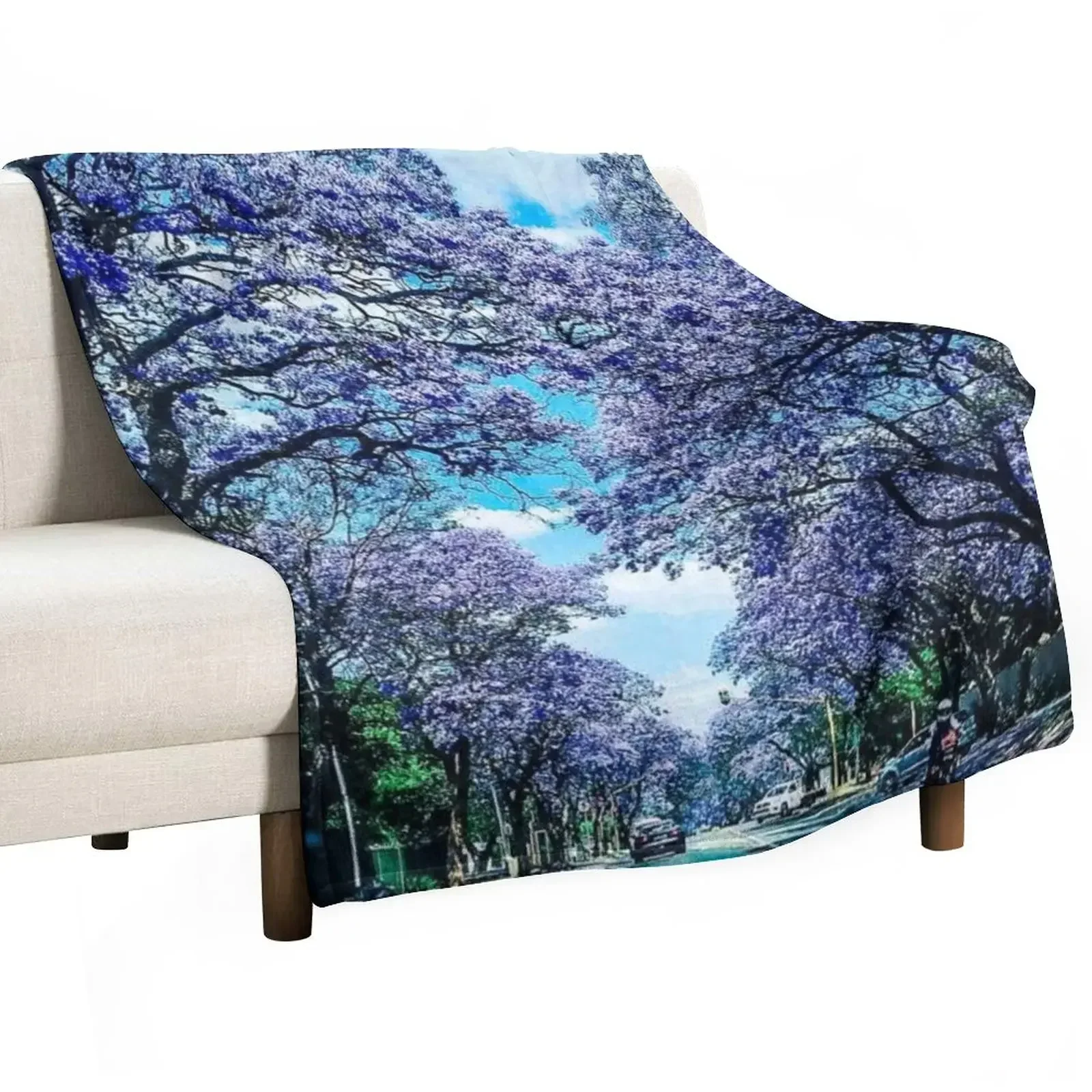 JacarandatreesinPretoriaThrowBlanketsLargeSummerBeddings