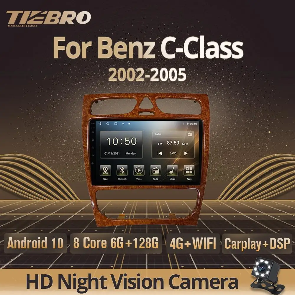 

Автомагнитола Tiebro 2DIN Android 10 для Mercedes Benz C-Class 2002-2005, стерео, Bluetooth плеер, GPS-навигация, Автомобильный приемник DSP