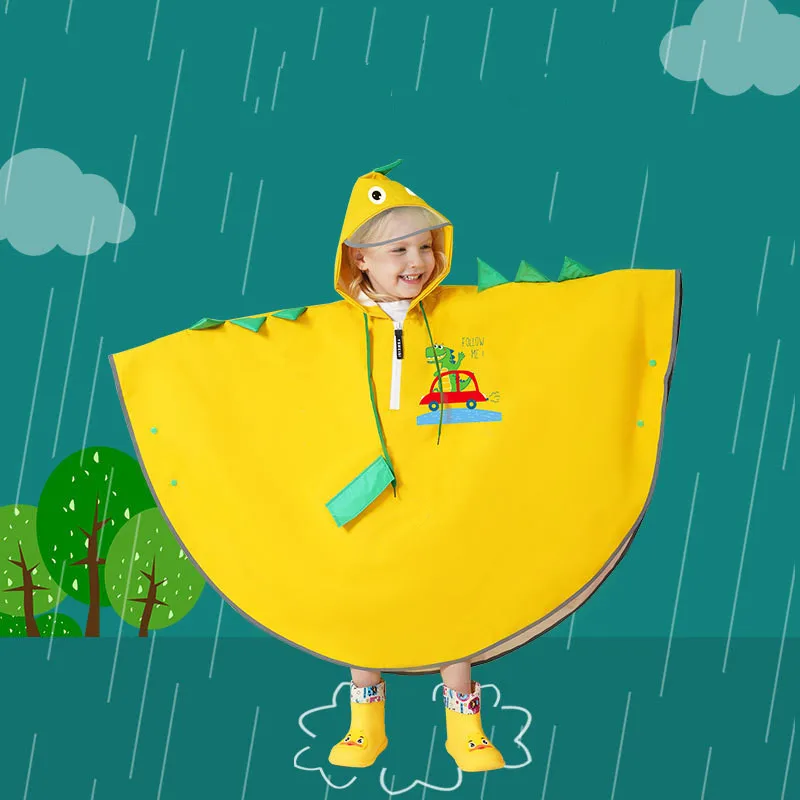 90-145cm Yellow Dinosaur Raincoats Waterproof for Children Rain Coat Cover Rainwear Poncho Trench Capa De Chuva Girls Boys 3D