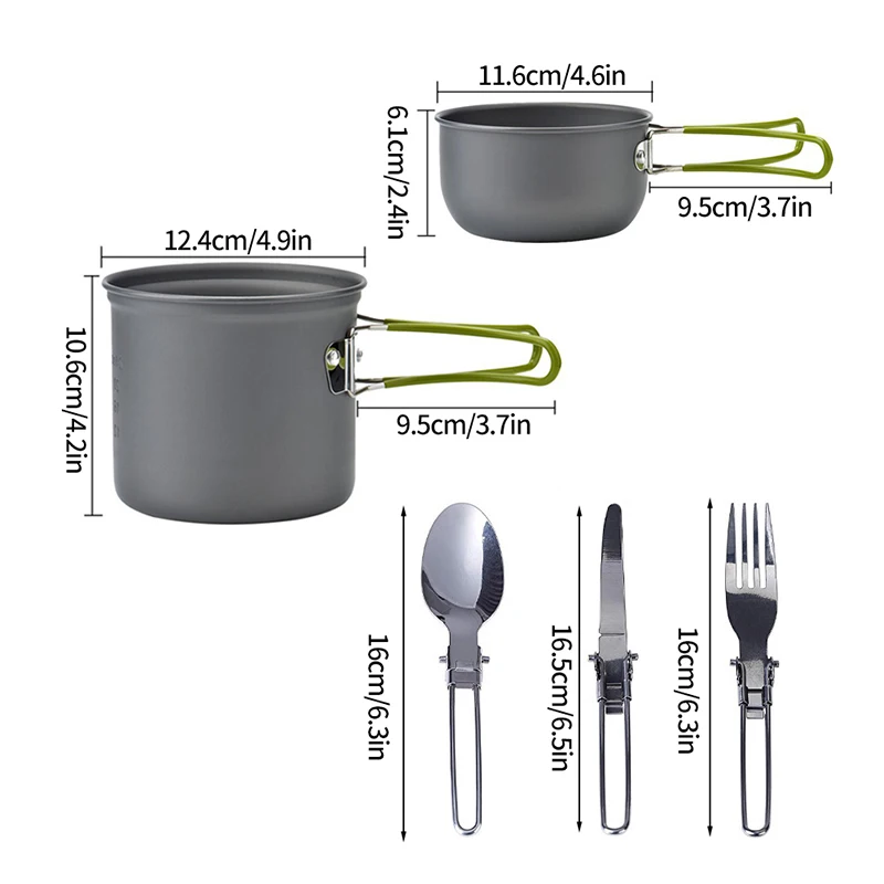 Description Picture 4 of itemOutdoor Tablewar Set Pot Camp Cooking Supplies Portable Picnic Cooking Tableware Fork Spoon Camp Non-stick Pot Set with Dishware