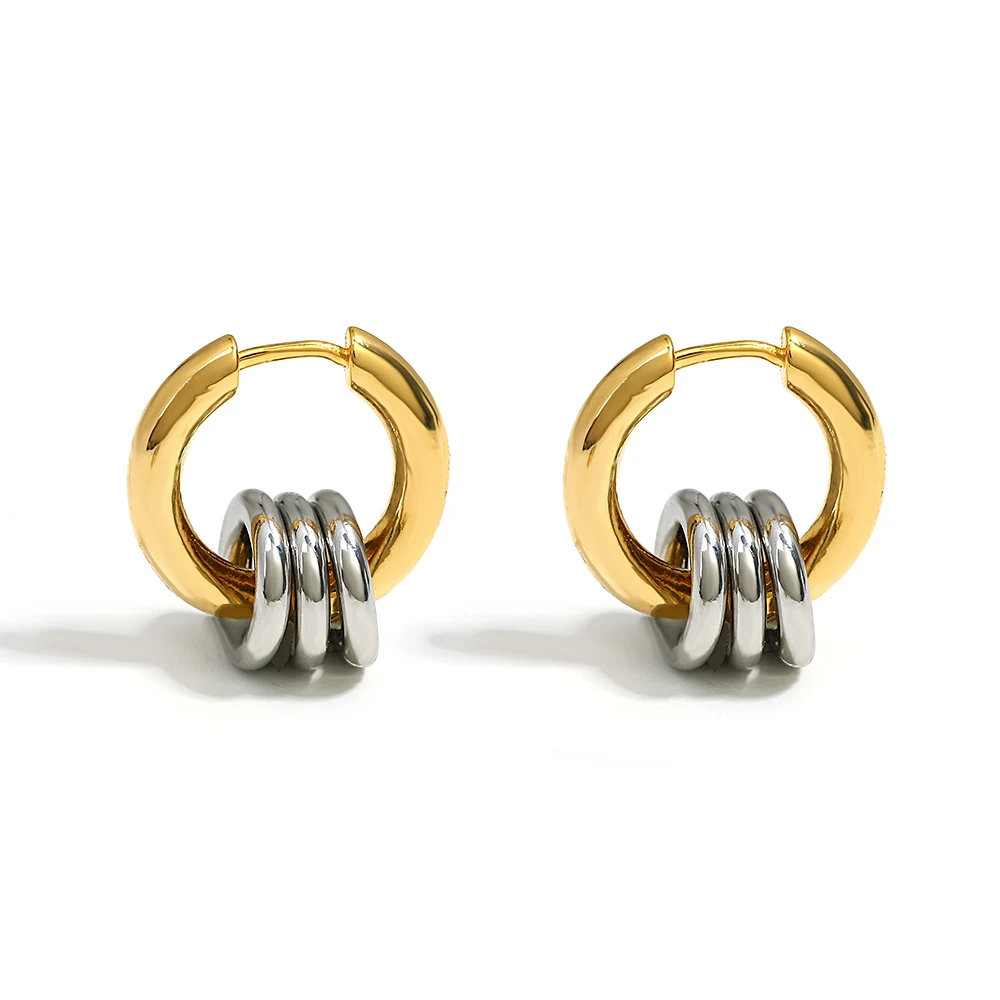 Silver and Gold Two-Tone Hug Earrings