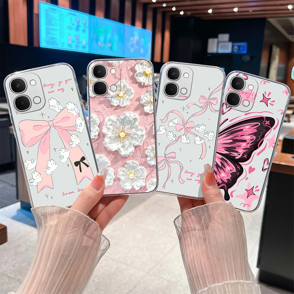 Cute Cat Cartoon Soft TPU Protective Phone Case - Clear Silicone Shockproof Cover