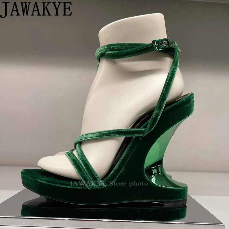 

New Luxury Strange wedge heel Sandals Woman Platform Super High Heel Fashion Week Rome Sandals Summer Runway Party Shoes Women