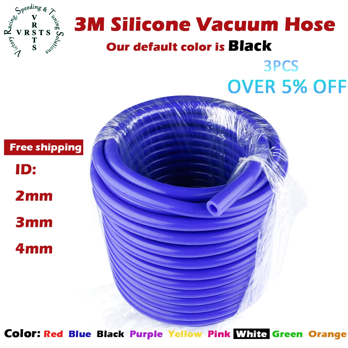 Podavelle 1/8 3mm ID Silicone Vacuum Hose Line Tubing 15FT Blue 60 psi Maximum Pressure