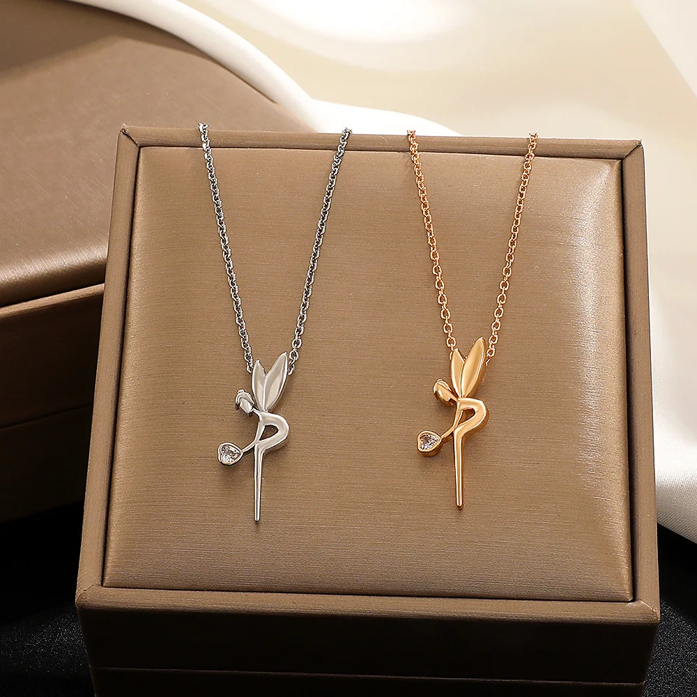 

VIVILADY Alloy Angel Elf Zircon Pendant Clavicle Chain Necklace Jewelry For Women Party Fashion Cute Classic Gift Wholesale